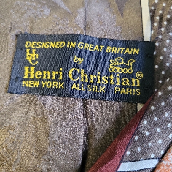 Vintage Henri Christian Designer Silk Abstract Tie / NWT Deadstock Vintage - Picture 3 of 7